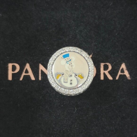 Pandora Snowman Merry Christmas Charm Bead Snow Winter Pendant S925 Silver Bead - Picture 1 of 7